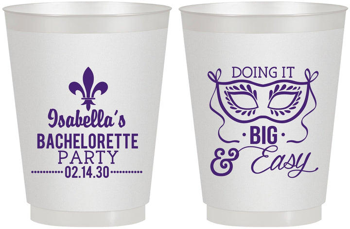 Personalized Bachelorette 16 oz Frosted Cups - Mardi Gras | 60059