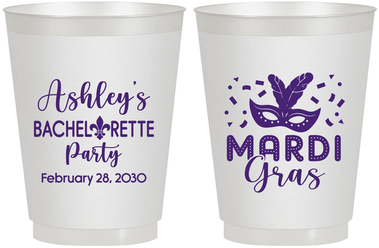 Personalized Bachelorette 16 oz Frosted Cups - Mardi Gras | 60060
