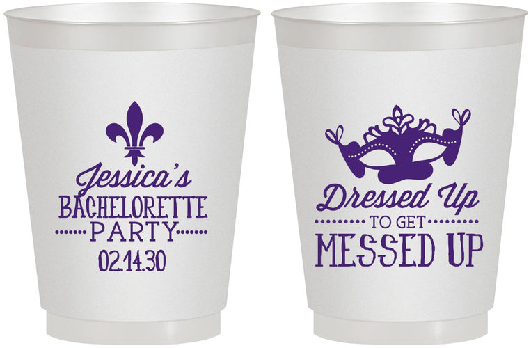 Personalized Bachelorette 16 oz Frosted Cups - Mardi Gras | 60061