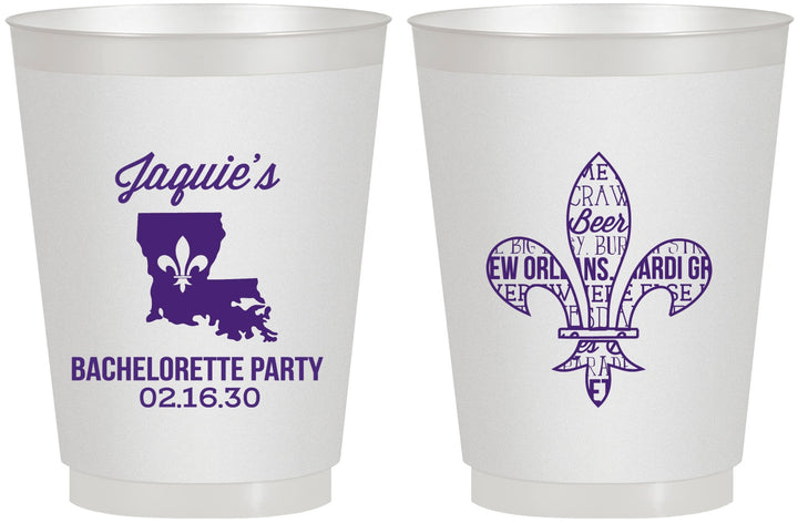 Personalized Bachelorette 16 oz Frosted Cups - Mardi Gras | 60062