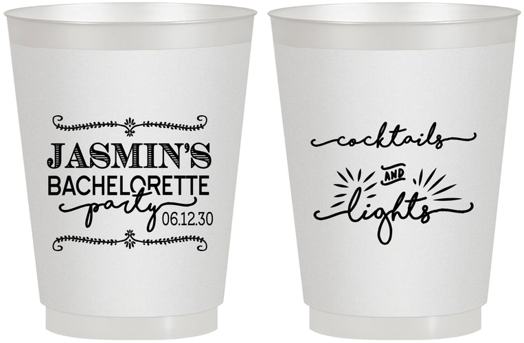 Personalized Bachelorette 16 oz Frosted Cups - Cocktails And Lights | 60065
