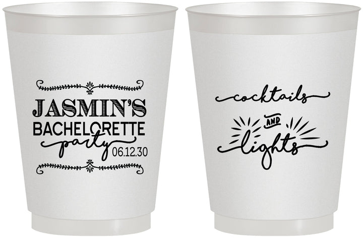 Personalized Bachelorette 16 oz Frosted Cups - Cocktails And Lights | 60065