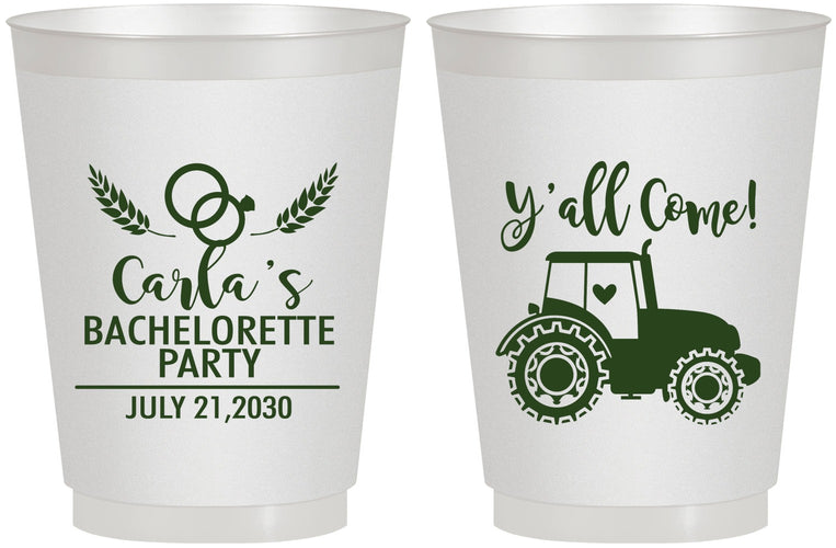 Personalized Bachelorette 16 oz Frosted Cups - Tractor Farm | 60070