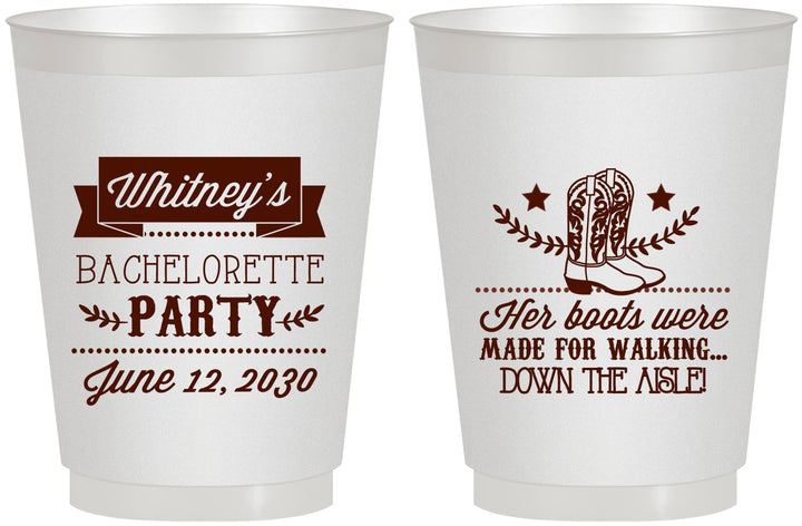 Personalized Bachelorette 16 oz Frosted Cups - Cowgirl Boots | 60072