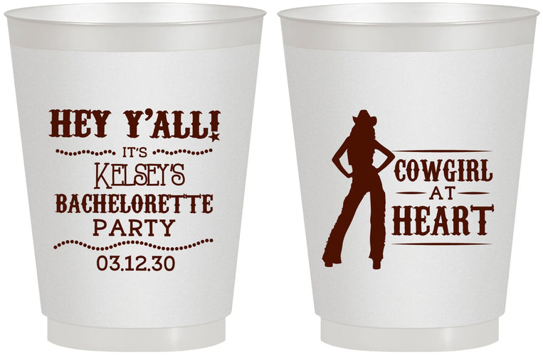 Personalized Bachelorette 16 oz Frosted Cups - Cowgirl At Heart | 60079