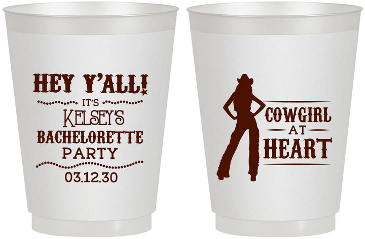 Personalized Bachelorette 16 oz Frosted Cups - Cowgirl At Heart | 60079