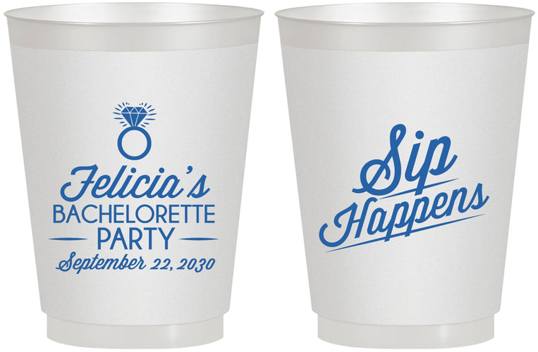 Personalized Bachelorette 16 oz Frosted Cups - Sip Happens | 60081