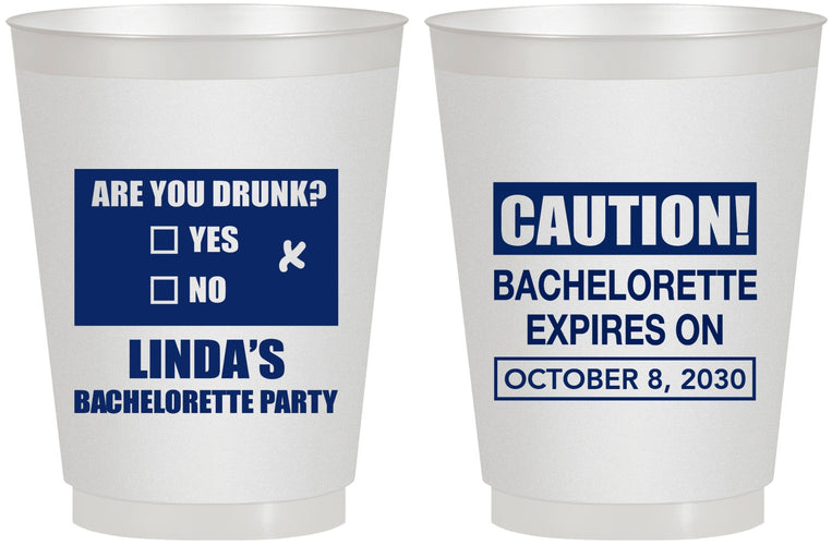 Personalized Bachelorette 16 oz Frosted Cups - Caution | 60082