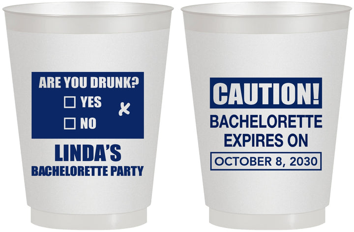 Personalized Bachelorette 16 oz Frosted Cups - Caution | 60082