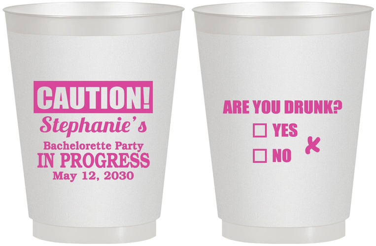 Personalized Bachelorette 16 oz Frosted Cups - Drunk Yes Or No | 60083