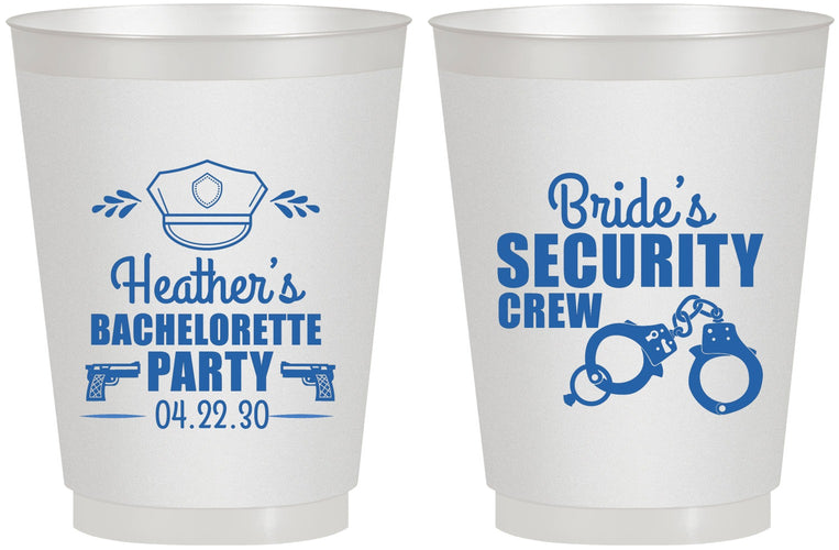 Personalized Bachelorette 16 oz Frosted Cups - Police Security Crew | 60091