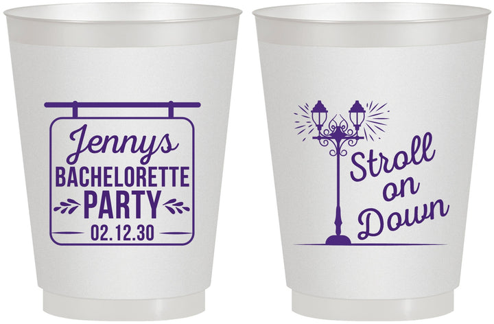 Personalized Bachelorette 16 oz Frosted Cups - Stroll On Down | 60092