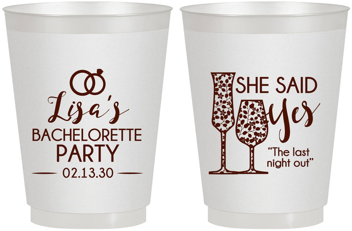 Personalized Bachelorette 16 oz Frosted Cups - The Last Night Out | 60097
