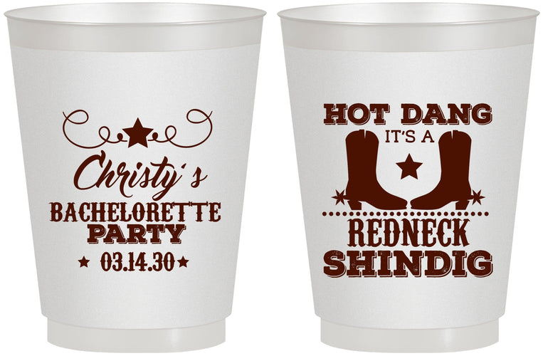 Personalized Bachelorette 16 oz Frosted Cups - Redneck Shindig | 60100