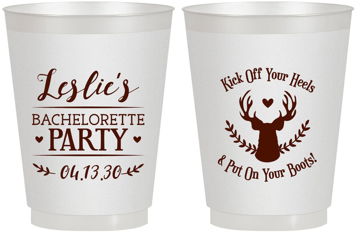 Personalized Bachelorette 16 oz Frosted Cups - Deer Heels Boots | 60102