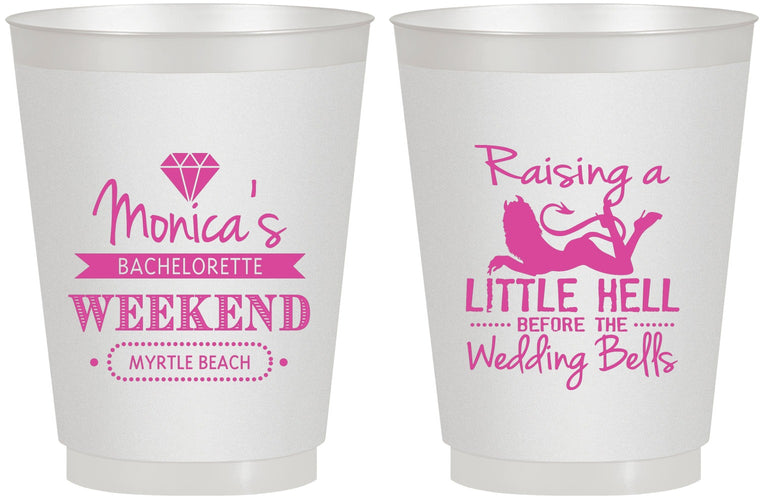 Personalized Bachelorette 16 oz Frosted Cups - Raising A Little Hell | 60103