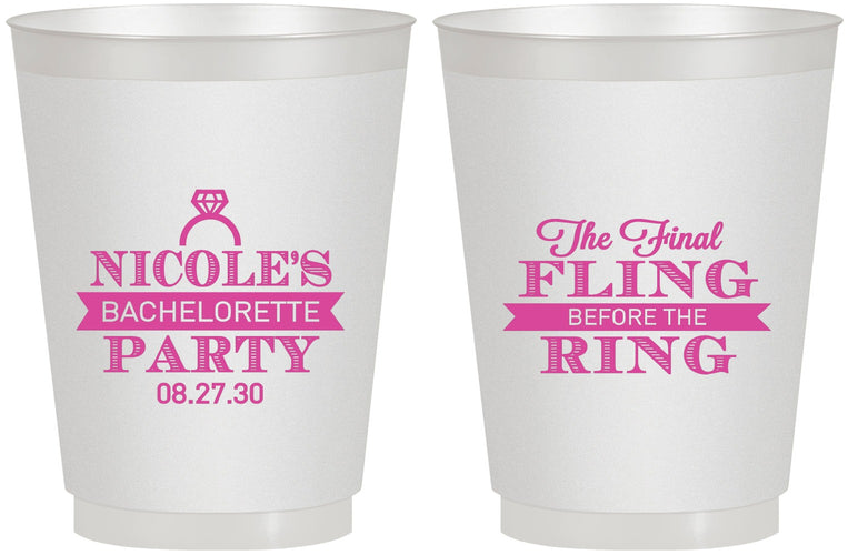 Personalized Bachelorette 16 oz Frosted Cups - Final Fling Before The Ring | 60110