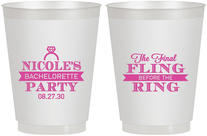 Personalized Bachelorette 16 oz Frosted Cups - Final Fling Before The Ring | 60110