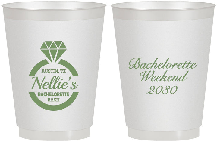 Personalized Bachelorette 16 oz Frosted Cups - Ring | 60115