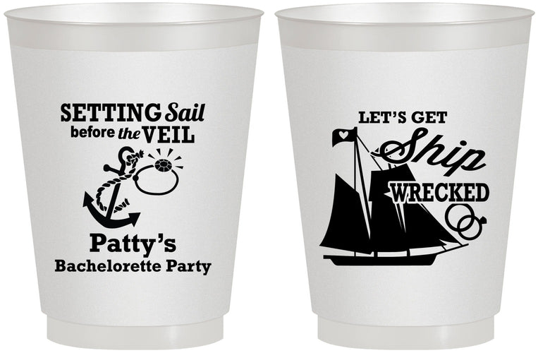 Personalized Bachelorette 16 oz Frosted Cups - Setting Sail Before Veil | 60116