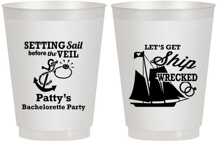 Personalized Bachelorette 16 oz Frosted Cups - Setting Sail Before Veil | 60116