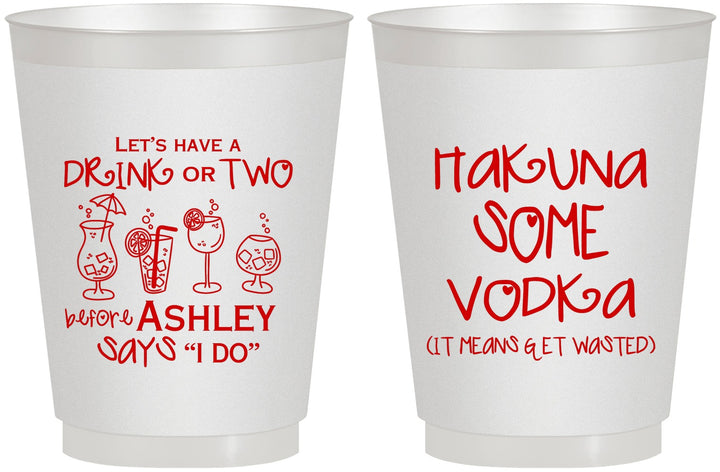 Personalized Bachelorette 16 oz Frosted Cups - Lets Get Wasted | 60119