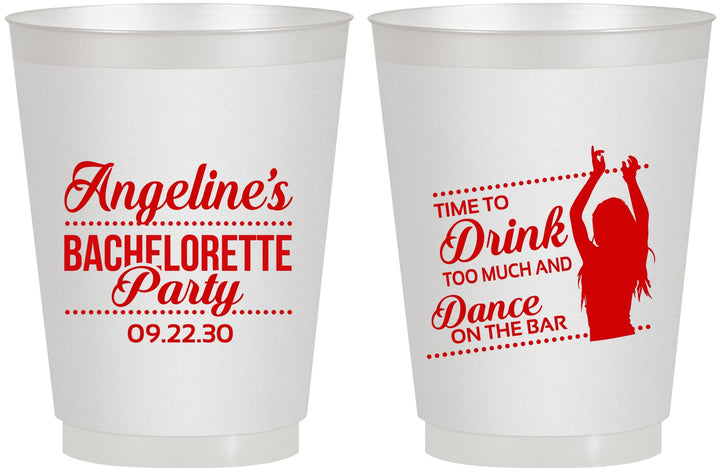 Personalized Bachelorette 16 oz Frosted Cups - Drink Dance On Bar | 60122
