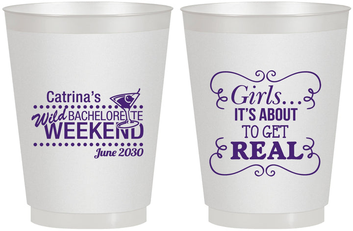 Personalized Bachelorette 16 oz Frosted Cups - About To Get Real | 60123
