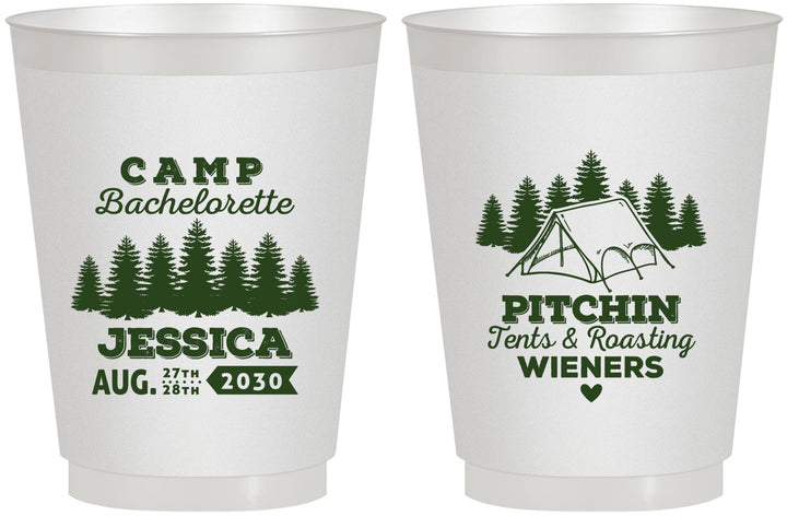 Personalized Bachelorette 16 oz Frosted Cups - Camping | 60124