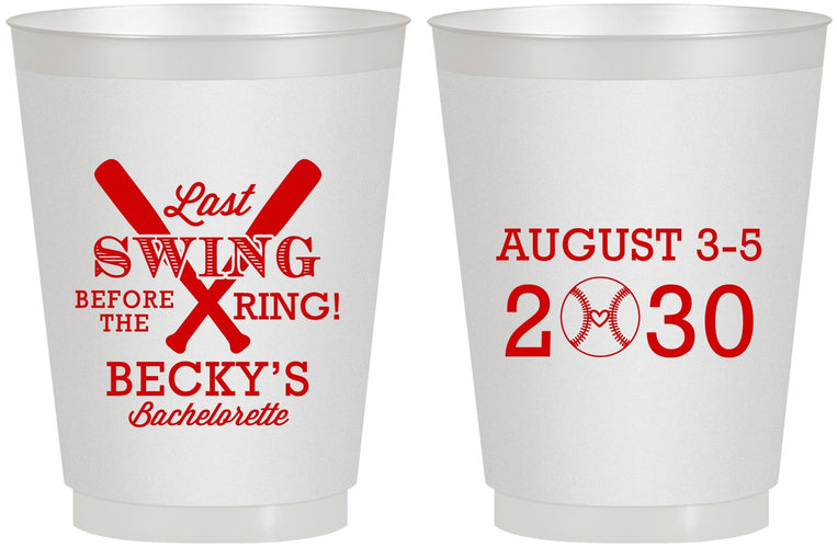 Personalized Bachelorette 16 oz Frosted Cups - Last Swing Before Ring | 60127