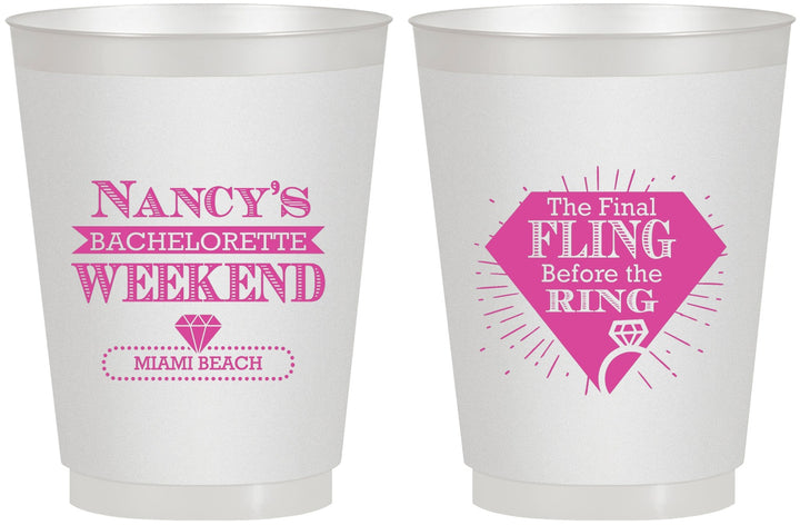 Personalized Bachelorette 16 oz Frosted Cups - Final Fling Before The Ring | 60129