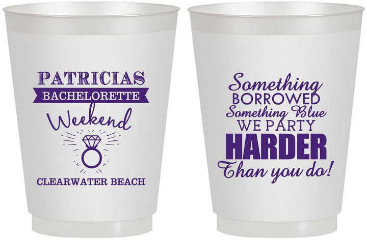 Personalized Bachelorette 16 oz Frosted Cups - Something Borrowed | 60130