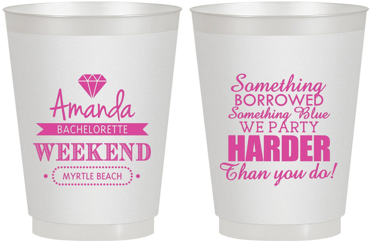 Personalized Bachelorette 16 oz Frosted Cups - Something Borrowed | 60131