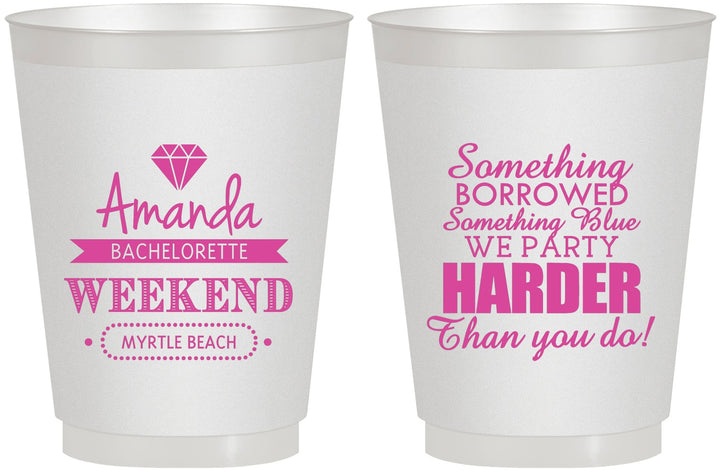 Personalized Bachelorette 16 oz Frosted Cups - Something Borrowed | 60131