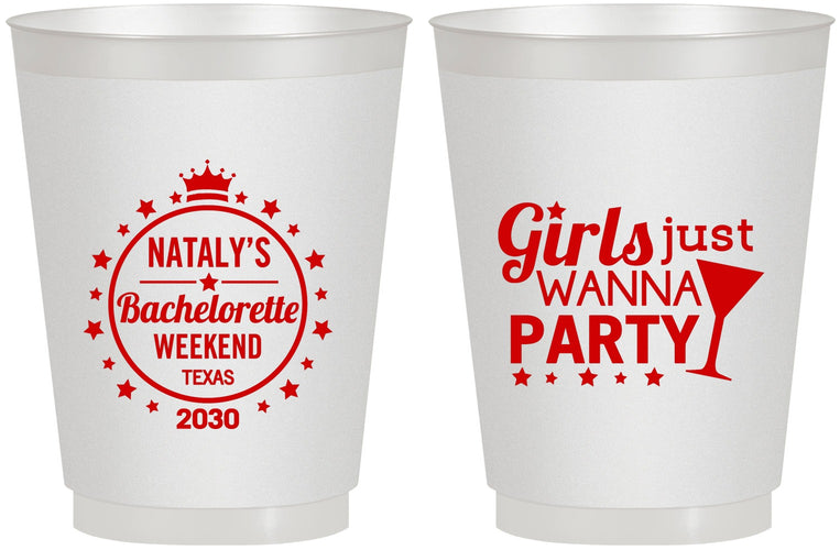 Personalized Bachelorette 16 oz Frosted Cups - Girls Just Wanna Party | 60139