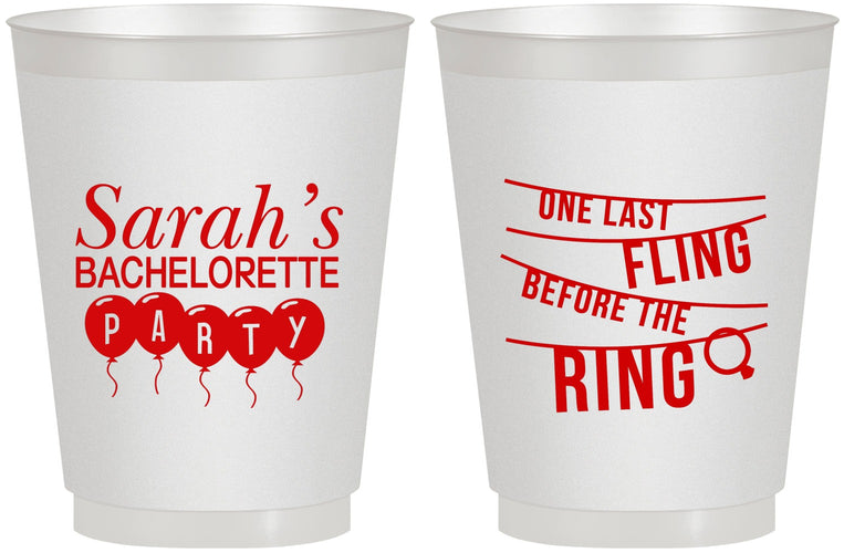 Personalized Bachelorette 16 oz Frosted Cups - Last Fling Before Rings | 60140