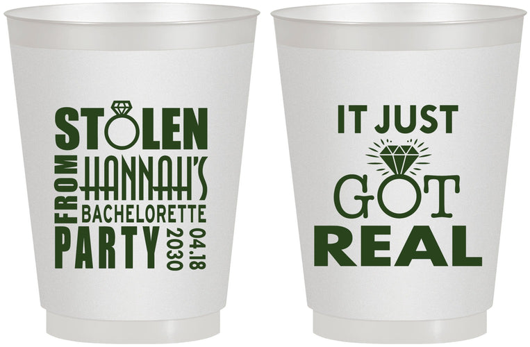 Personalized Bachelorette 16 oz Frosted Cups - Just Got Real | 60141