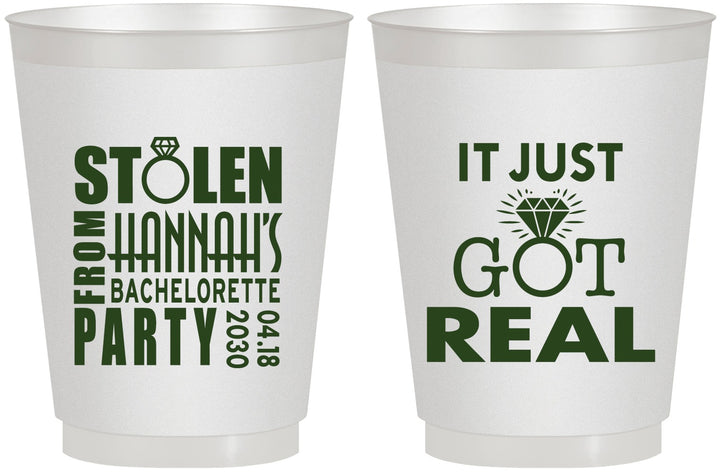 Personalized Bachelorette 16 oz Frosted Cups - Just Got Real | 60141