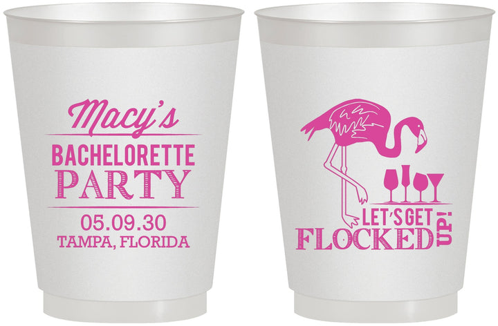 Personalized Bachelorette 16 oz Frosted Cups - Lets Get Flocked Up | 60143