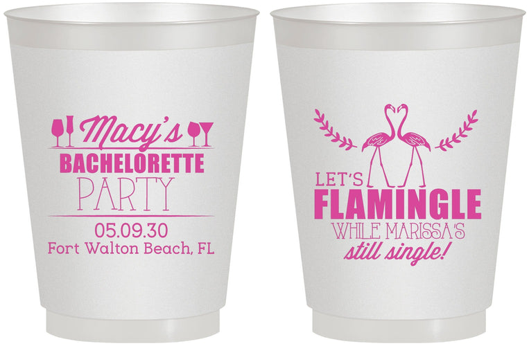 Personalized Bachelorette 16 oz Frosted Cups - Lets Flamingle Still Single | 60144