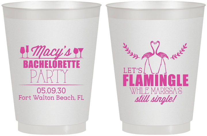 Personalized Bachelorette 16 oz Frosted Cups - Lets Flamingle Still Single | 60144