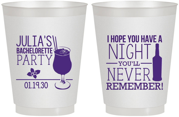 Personalized Bachelorette 16 oz Frosted Cups - Night Never Remember | 60160
