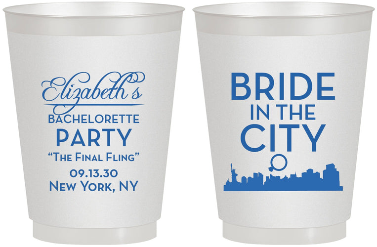 Personalized Bachelorette 16 oz Frosted Cups - New York | 60162