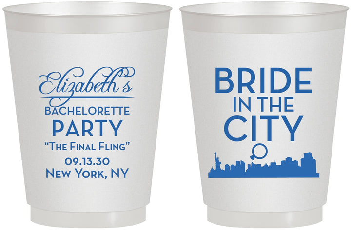 Personalized Bachelorette 16 oz Frosted Cups - New York | 60162