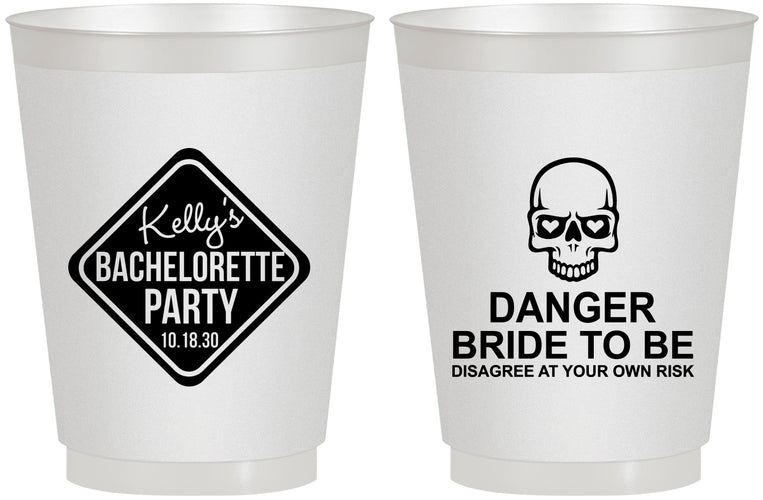 Personalized Bachelorette 16 oz Frosted Cups - Danger Bride To Be | 60165