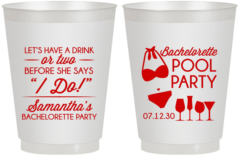 Personalized Bachelorette 16 oz Frosted Cups - Pool Party | 60167
