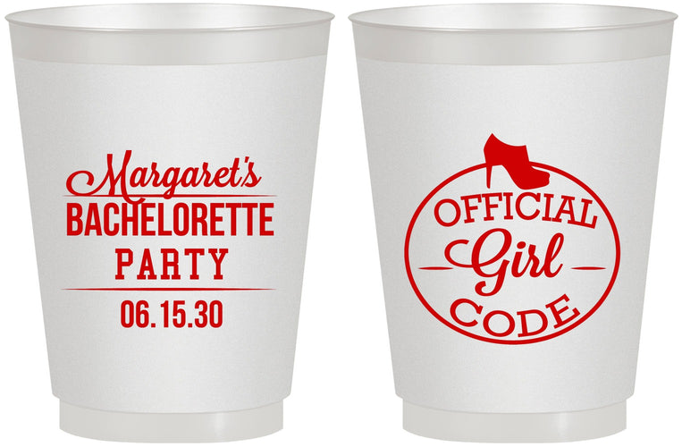Personalized Bachelorette 16 oz Frosted Cups - Official Girl Code | 60176