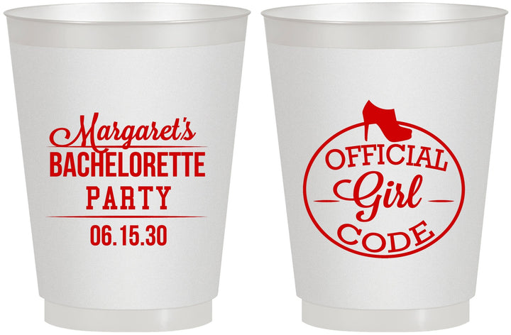 Personalized Bachelorette 16 oz Frosted Cups - Official Girl Code | 60176