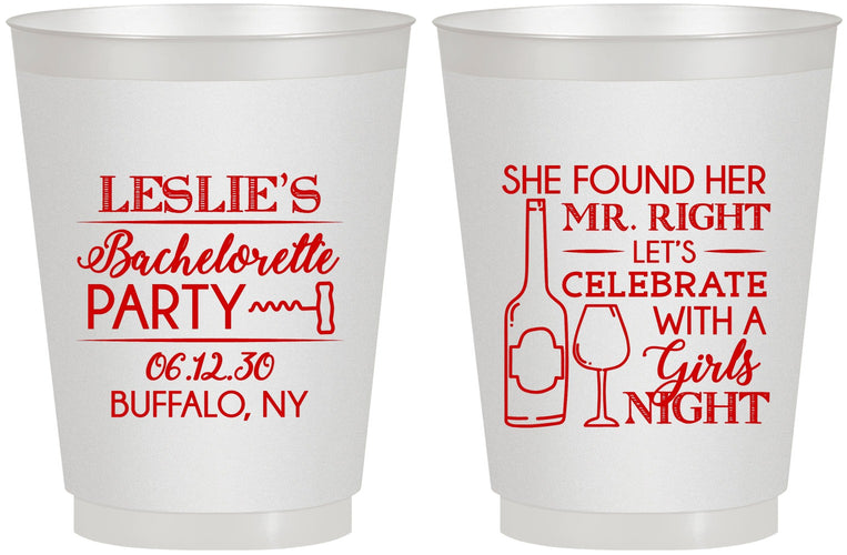 Personalized Bachelorette 16 oz Frosted Cups - Mr Right Girls Night | 60180