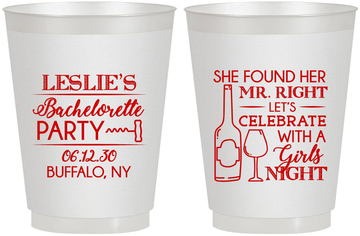 Personalized Bachelorette 16 oz Frosted Cups - Mr Right Girls Night | 60180